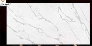CalacattaOEM ODM quartz stone slab for kitchen countertops